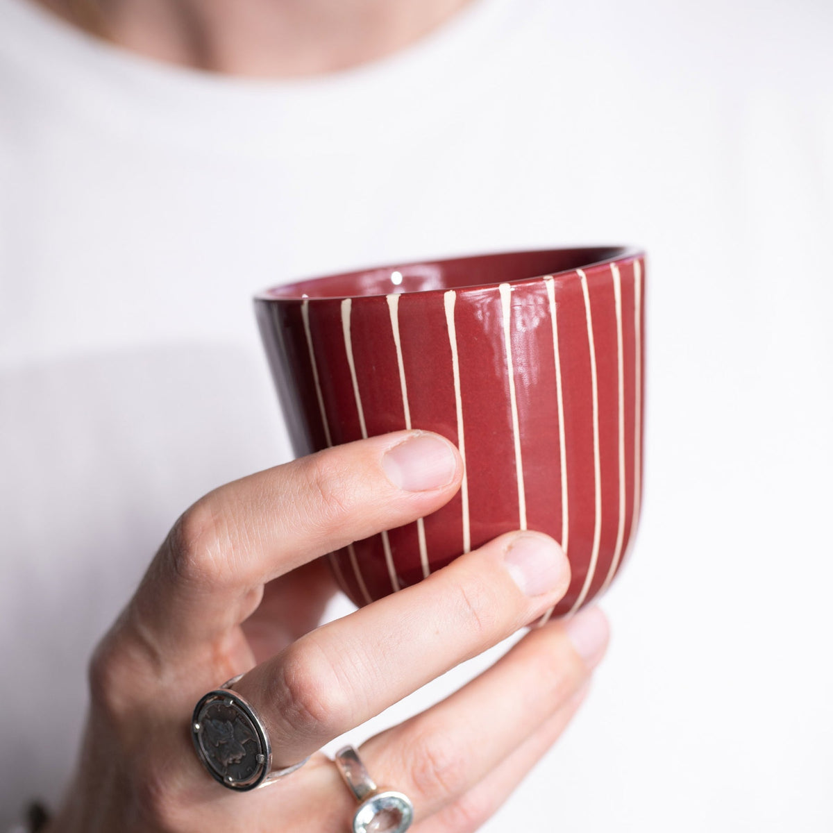 Cappuccinotasse | Striped Dark Cherry