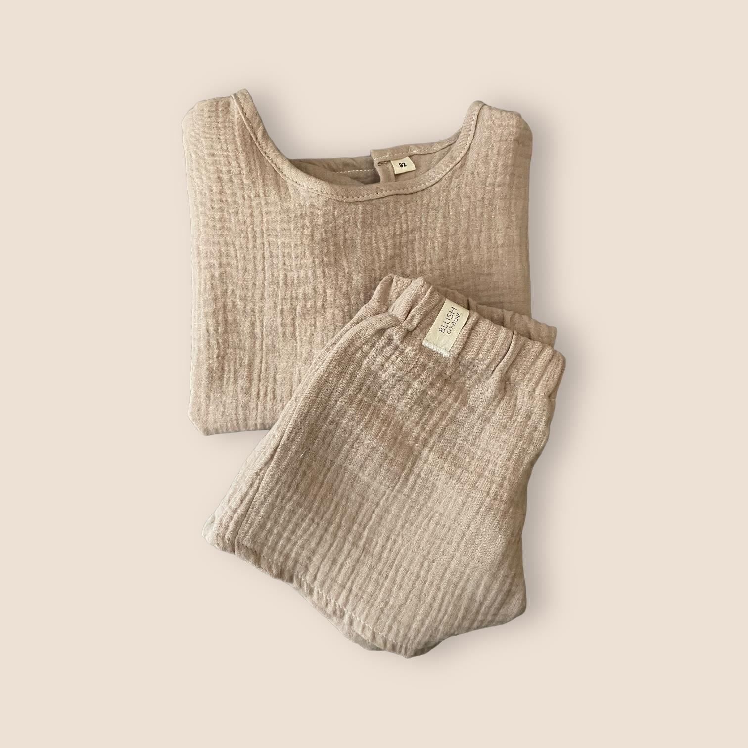 Musselin oversized T-Shirt dunkelbeige