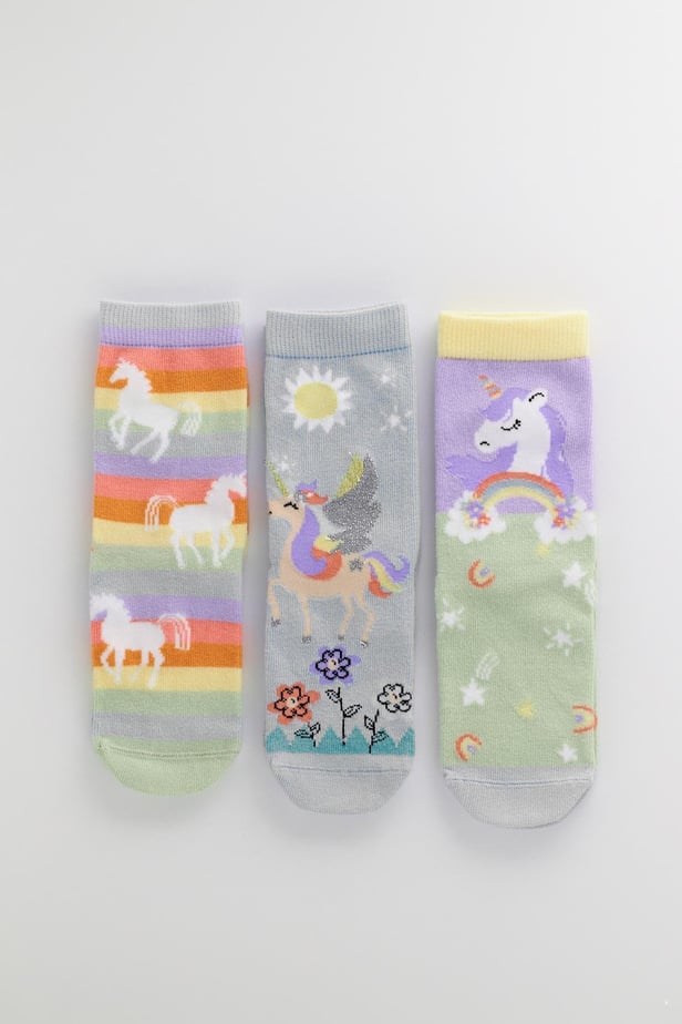Girls Unicorn Boxed Socks 3-Pack