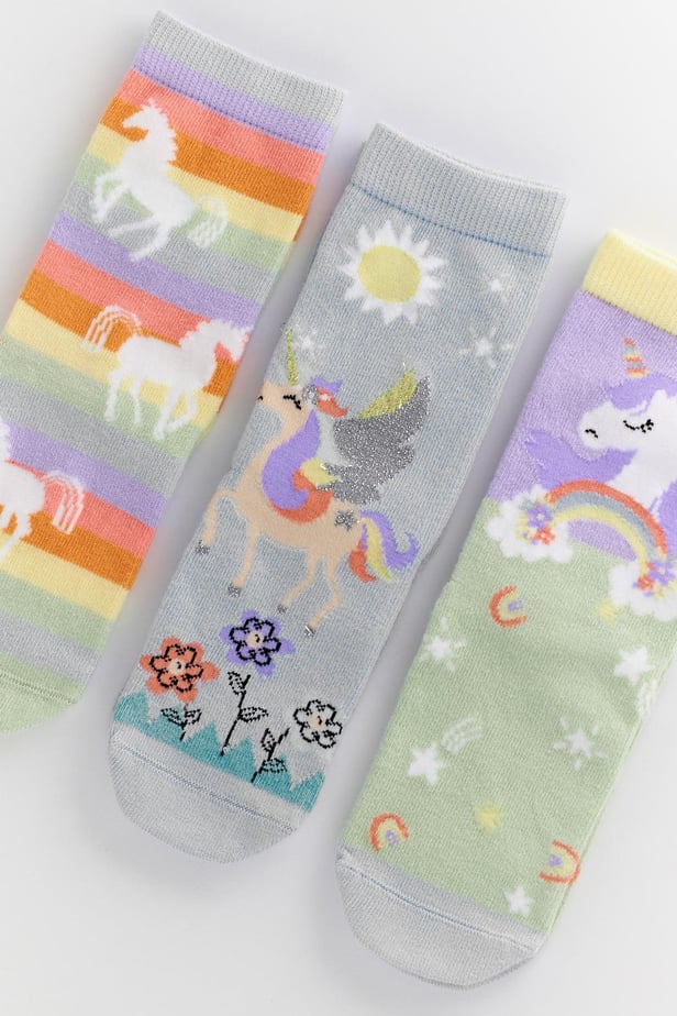 Girls Unicorn Boxed Socks 3-Pack