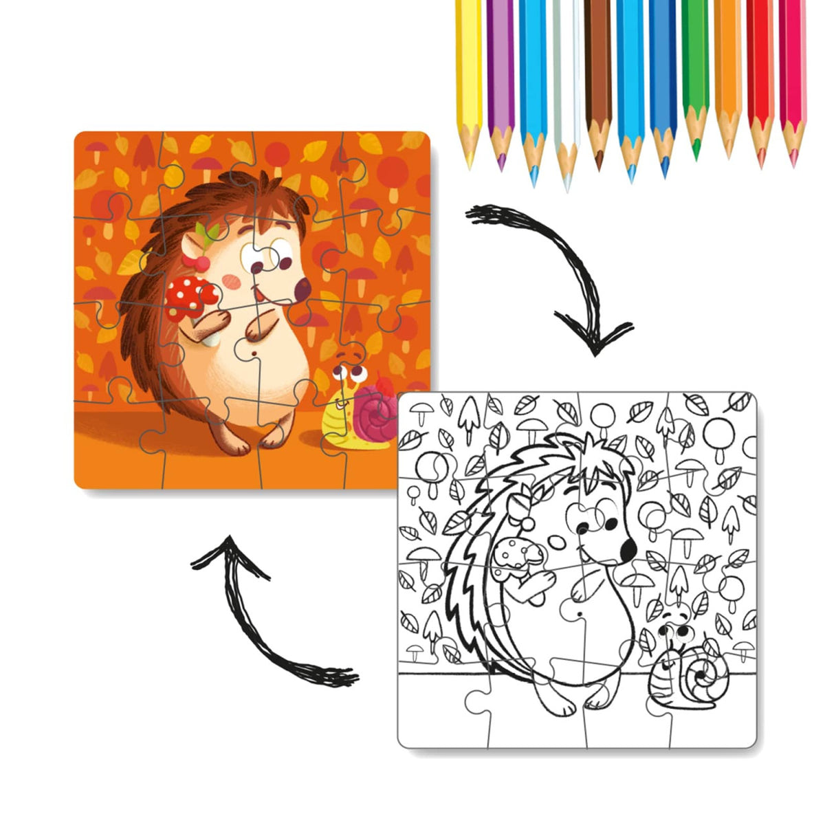 Puzzle zum Ausmalen 2in1 Igel 16Teile 36M+