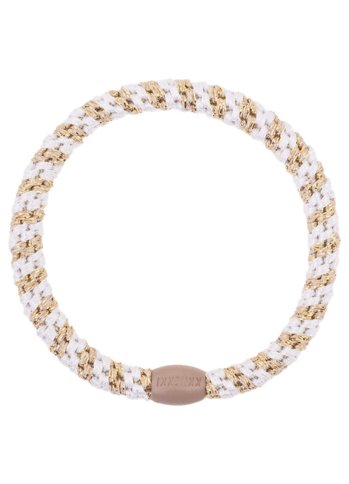KKNEKKI Slim white-beige glitter stripe