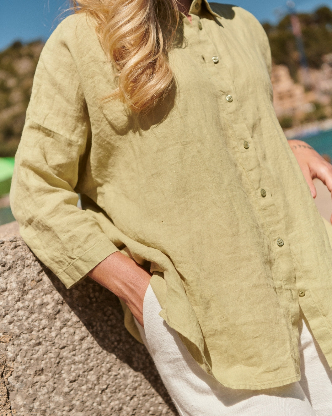 Linen Bluse white Cathy