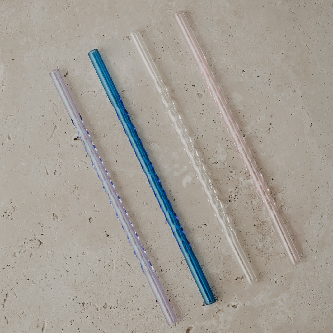 Strohhalme gedreht 20cm rosa 4er Set