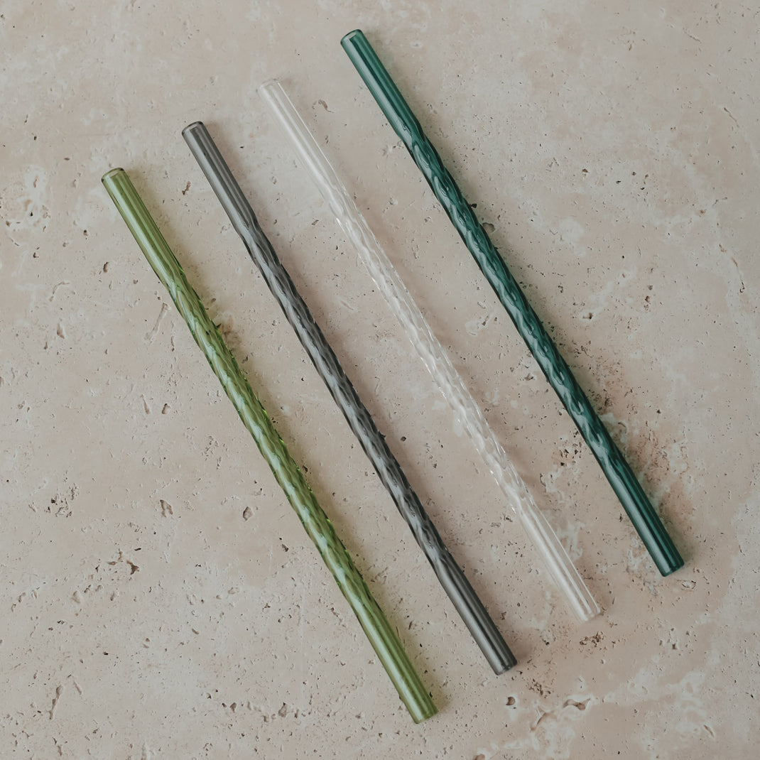 Strohhalme gedreht 20cm grün 4er Set