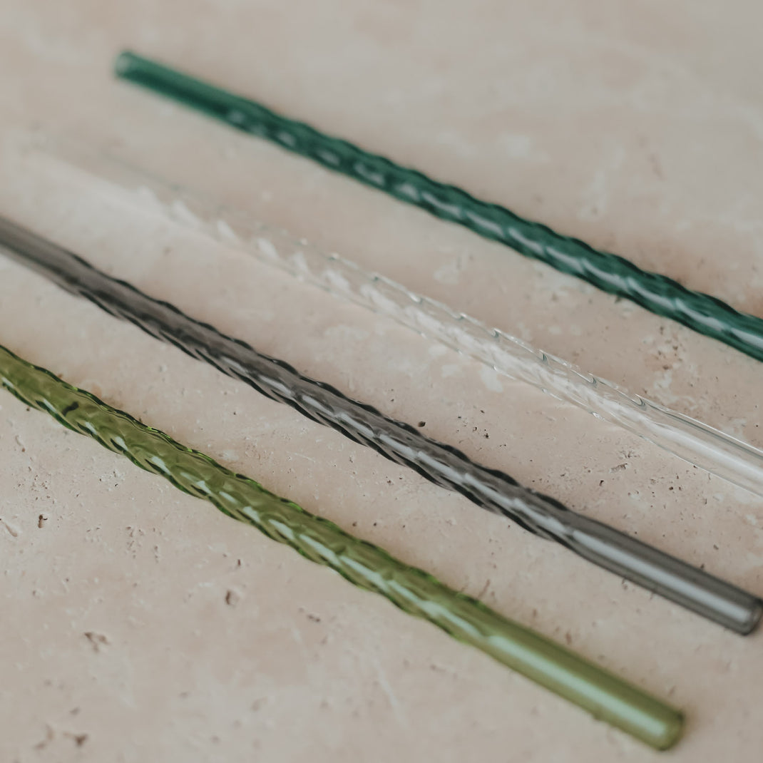 Strohhalme gedreht 20cm grün 4er Set