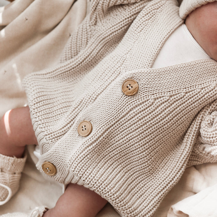 Organic Knit Cardigan Sand