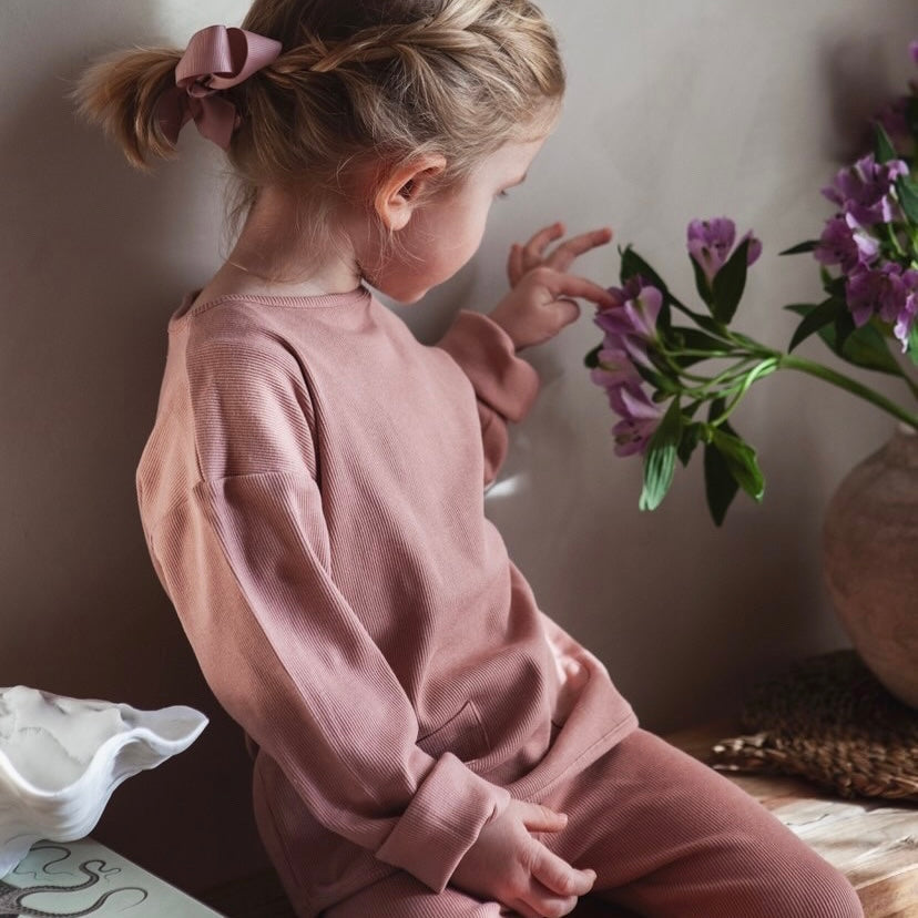 Organic Rib Sweatshirt Dusty Rose