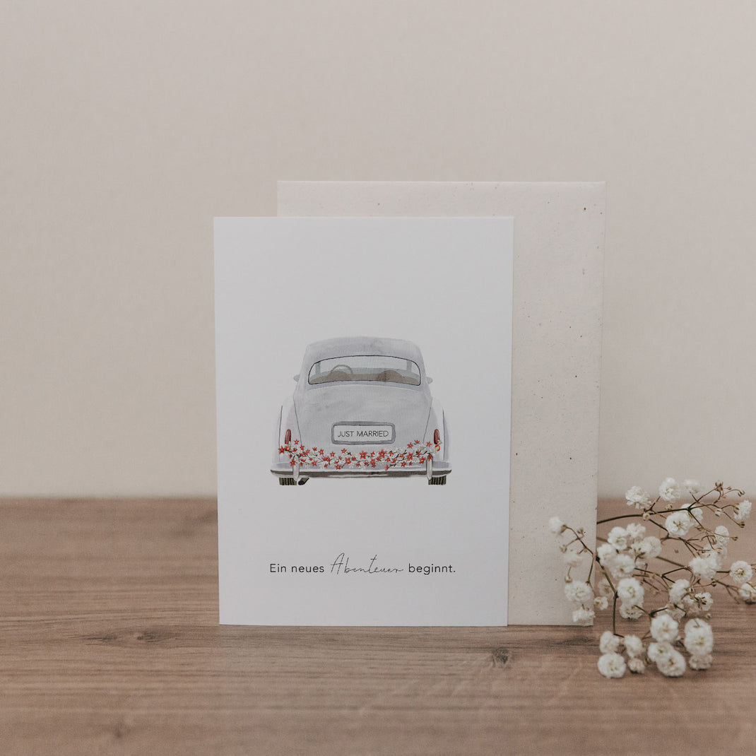 Klappkarte Hochzeitsauto
