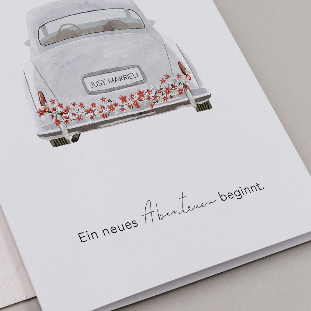 Klappkarte Hochzeitsauto