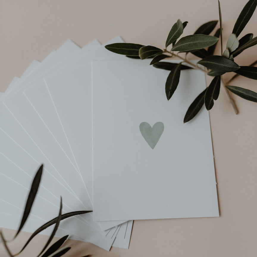 Aquarellkarte Heart mint