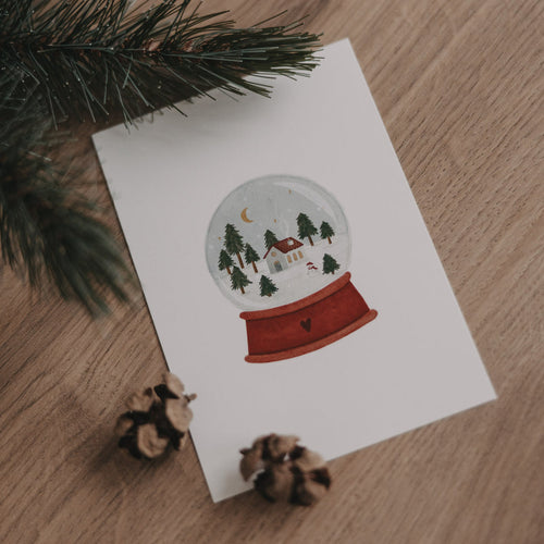 Aquarellkarte Snow globe