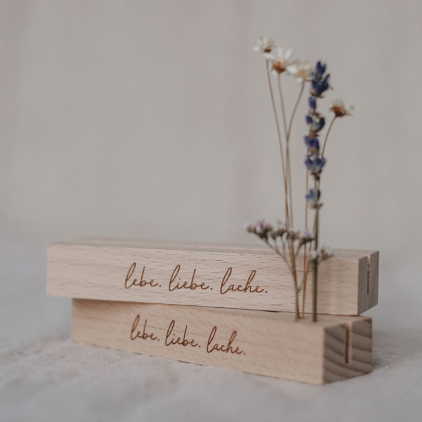 Karten und Blumenhalter 2er Set Lebe Liebe Lache 12cm
