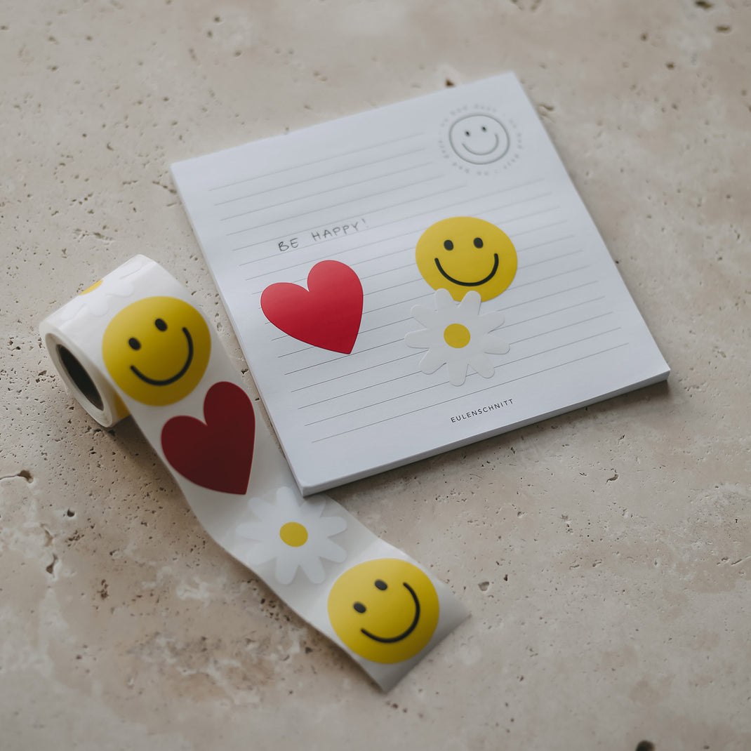 Aufkleber Smiley, Herz, Daisy
