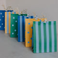 Papiertüten Streifen & Punkte Blau S im 6er Set