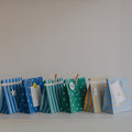 Papiertüten Streifen & Punkte Blau M im 6er Set